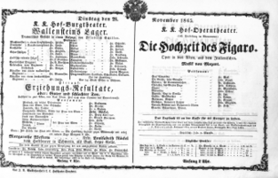 Theaterzettel (Oper und Burgtheater in Wien) 18651128 Seite: 1