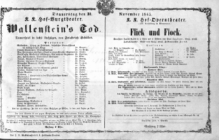 Theaterzettel (Oper und Burgtheater in Wien) 18651130 Seite: 1