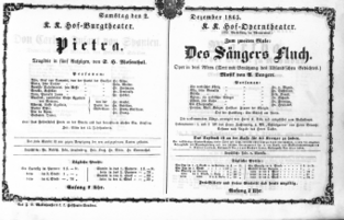 Theaterzettel (Oper und Burgtheater in Wien) 18651202 Seite: 1