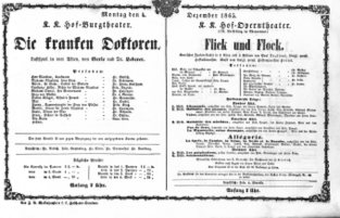 Theaterzettel (Oper und Burgtheater in Wien) 18651204 Seite: 1