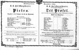 Theaterzettel (Oper und Burgtheater in Wien) 18651205 Seite: 1