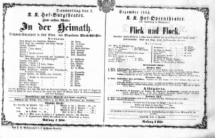 Theaterzettel (Oper und Burgtheater in Wien) 18651207 Seite: 1