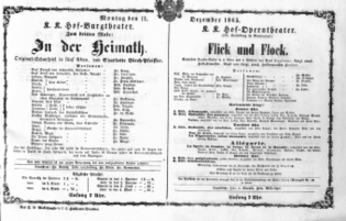Theaterzettel (Oper und Burgtheater in Wien) 18651211 Seite: 1