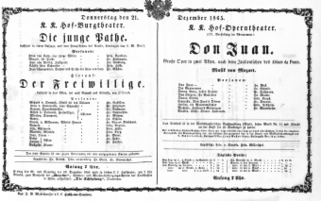 Theaterzettel (Oper und Burgtheater in Wien) 18651221 Seite: 1
