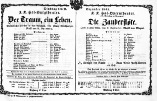 Theaterzettel (Oper und Burgtheater in Wien) 18651226 Seite: 1