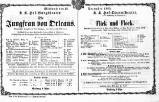 Theaterzettel (Oper und Burgtheater in Wien) 18651227 Seite: 1