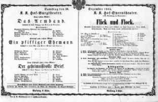 Theaterzettel (Oper und Burgtheater in Wien) 18651230 Seite: 1