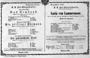 Theaterzettel (Oper und Burgtheater in Wien) 18651231 Seite: 1