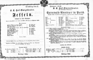 Theaterzettel (Oper und Burgtheater in Wien) 18660102 Seite: 1
