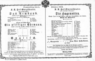 Theaterzettel (Oper und Burgtheater in Wien) 18660104 Seite: 1
