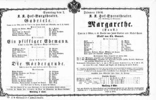 Theaterzettel (Oper und Burgtheater in Wien) 18660107 Seite: 1