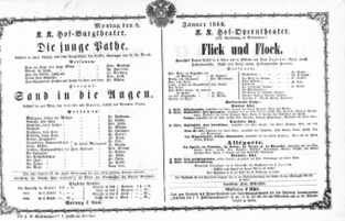 Theaterzettel (Oper und Burgtheater in Wien) 18660108 Seite: 1