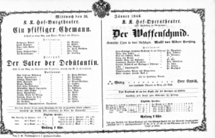 Theaterzettel (Oper und Burgtheater in Wien) 18660110 Seite: 1