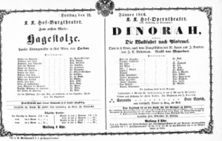 Theaterzettel (Oper und Burgtheater in Wien) 18660112 Seite: 1
