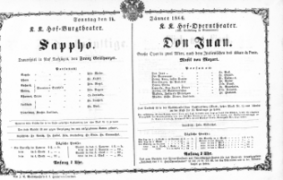 Theaterzettel (Oper und Burgtheater in Wien) 18660114 Seite: 1
