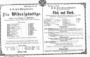 Theaterzettel (Oper und Burgtheater in Wien) 18660115 Seite: 1