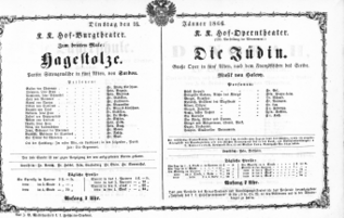 Theaterzettel (Oper und Burgtheater in Wien) 18660116 Seite: 1