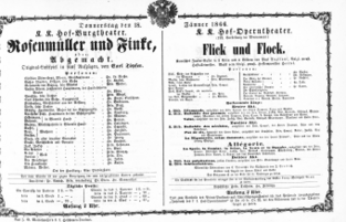 Theaterzettel (Oper und Burgtheater in Wien) 18660118 Seite: 1
