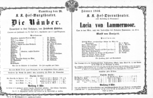 Theaterzettel (Oper und Burgtheater in Wien) 18660120 Seite: 1
