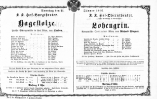 Theaterzettel (Oper und Burgtheater in Wien) 18660121 Seite: 1