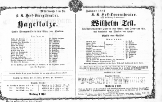 Theaterzettel (Oper und Burgtheater in Wien) 18660124 Seite: 1