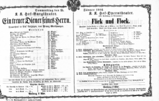 Theaterzettel (Oper und Burgtheater in Wien) 18660125 Seite: 1