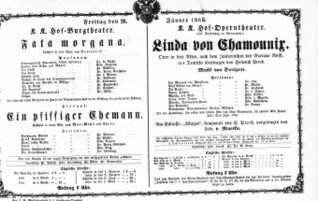 Theaterzettel (Oper und Burgtheater in Wien) 18660126 Seite: 1