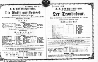 Theaterzettel (Oper und Burgtheater in Wien) 18660127 Seite: 1