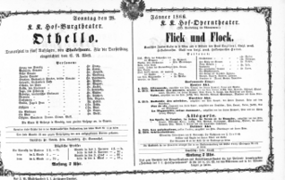 Theaterzettel (Oper und Burgtheater in Wien) 18660128 Seite: 1