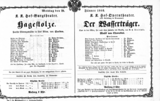 Theaterzettel (Oper und Burgtheater in Wien) 18660129 Seite: 1