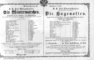 Theaterzettel (Oper und Burgtheater in Wien) 18660131 Seite: 1