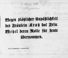 Theaterzettel (Oper und Burgtheater in Wien) 18660202 Seite: 1