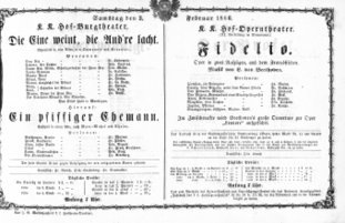 Theaterzettel (Oper und Burgtheater in Wien) 18660203 Seite: 1