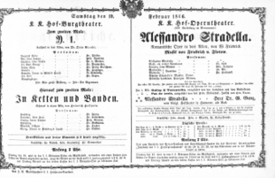 Theaterzettel (Oper und Burgtheater in Wien) 18660210 Seite: 1