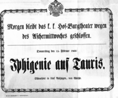 Theaterzettel (Oper und Burgtheater in Wien) 18660215 Seite: 1