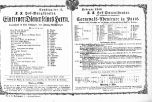 Theaterzettel (Oper und Burgtheater in Wien) 18660217 Seite: 1