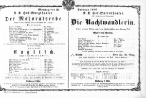 Theaterzettel (Oper und Burgtheater in Wien) 18660219 Seite: 1