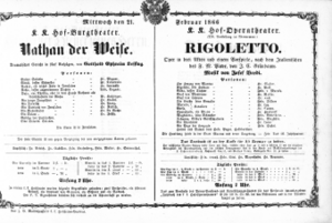 Theaterzettel (Oper und Burgtheater in Wien) 18660221 Seite: 1