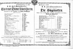 Theaterzettel (Oper und Burgtheater in Wien) 18660222 Seite: 1