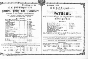 Theaterzettel (Oper und Burgtheater in Wien) 18660224 Seite: 1