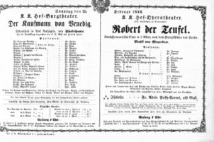 Theaterzettel (Oper und Burgtheater in Wien) 18660225 Seite: 1
