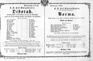 Theaterzettel (Oper und Burgtheater in Wien) 18660228 Seite: 1