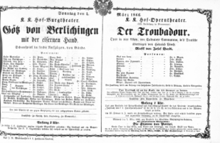 Theaterzettel (Oper und Burgtheater in Wien) 18660304 Seite: 1