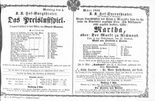 Theaterzettel (Oper und Burgtheater in Wien) 18660305 Seite: 1