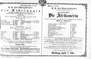 Theaterzettel (Oper und Burgtheater in Wien) 18660308 Seite: 1