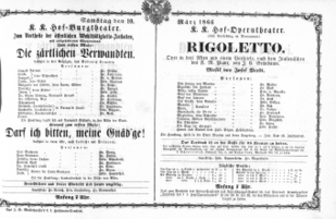 Theaterzettel (Oper und Burgtheater in Wien) 18660310 Seite: 1