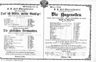 Theaterzettel (Oper und Burgtheater in Wien) 18660314 Seite: 1