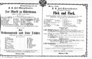 Theaterzettel (Oper und Burgtheater in Wien) 18660315 Seite: 1