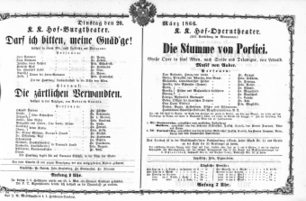 Theaterzettel (Oper und Burgtheater in Wien) 18660320 Seite: 1