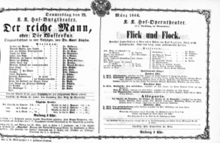 Theaterzettel (Oper und Burgtheater in Wien) 18660322 Seite: 1